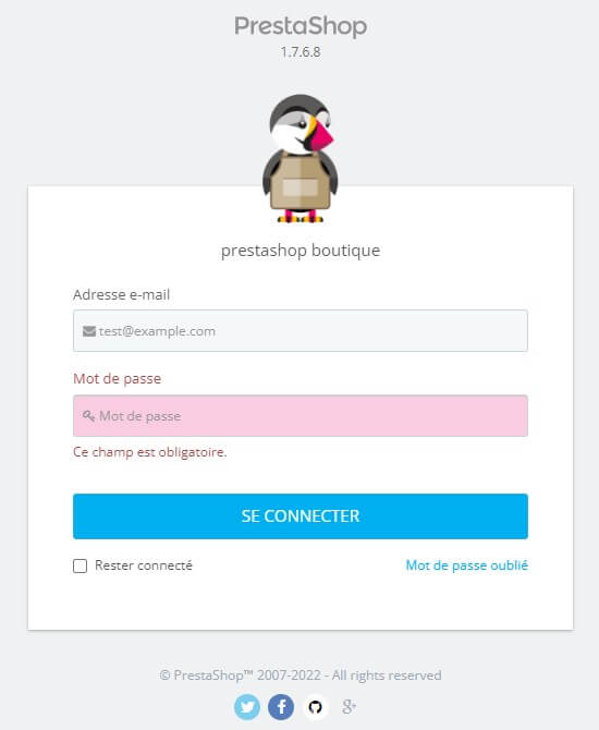 problème case à cocher login PrestaShop